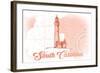 South Carolina - Lighthouse - Coral - Coastal Icon-Lantern Press-Framed Art Print