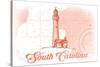 South Carolina - Lighthouse - Coral - Coastal Icon-Lantern Press-Stretched Canvas