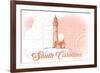 South Carolina - Lighthouse - Coral - Coastal Icon-Lantern Press-Framed Premium Giclee Print