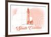 South Carolina - Lighthouse - Coral - Coastal Icon-Lantern Press-Framed Art Print
