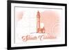 South Carolina - Lighthouse - Coral - Coastal Icon-Lantern Press-Framed Art Print