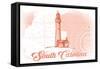 South Carolina - Lighthouse - Coral - Coastal Icon-Lantern Press-Framed Stretched Canvas