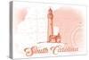 South Carolina - Lighthouse - Coral - Coastal Icon-Lantern Press-Stretched Canvas