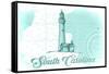 South Carolina - Lighthouse - Teal - Coastal Icon-Lantern Press-Framed Stretched Canvas