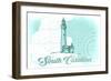 South Carolina - Lighthouse - Teal - Coastal Icon-Lantern Press-Framed Art Print