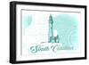 South Carolina - Lighthouse - Teal - Coastal Icon-Lantern Press-Framed Art Print