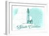 South Carolina - Lighthouse - Teal - Coastal Icon-Lantern Press-Framed Art Print