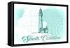 South Carolina - Lighthouse - Teal - Coastal Icon-Lantern Press-Framed Stretched Canvas