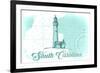 South Carolina - Lighthouse - Teal - Coastal Icon-Lantern Press-Framed Premium Giclee Print