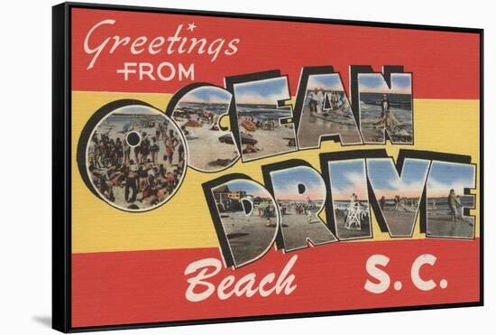 South Carolina - Ocean Drive Beach-Lantern Press-Framed Stretched Canvas