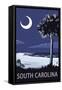 South Carolina - Palmetto Moon-Lantern Press-Framed Stretched Canvas