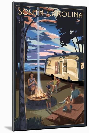 South Carolina - Retro Camper and Lake-Lantern Press-Mounted Art Print
