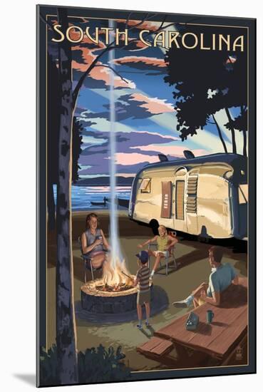 South Carolina - Retro Camper and Lake-Lantern Press-Mounted Art Print