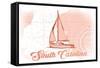 South Carolina - Sailboat - Coral - Coastal Icon-Lantern Press-Framed Stretched Canvas