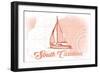 South Carolina - Sailboat - Coral - Coastal Icon-Lantern Press-Framed Art Print