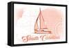 South Carolina - Sailboat - Coral - Coastal Icon-Lantern Press-Framed Stretched Canvas