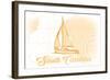 South Carolina - Sailboat - Yellow - Coastal Icon-Lantern Press-Framed Art Print