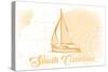 South Carolina - Sailboat - Yellow - Coastal Icon-Lantern Press-Stretched Canvas