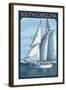 South Carolina Sailboat-Lantern Press-Framed Art Print