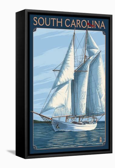 South Carolina Sailboat-Lantern Press-Framed Stretched Canvas