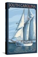 South Carolina Sailboat-Lantern Press-Stretched Canvas