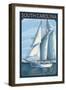 South Carolina Sailboat-Lantern Press-Framed Art Print