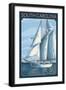 South Carolina Sailboat-Lantern Press-Framed Art Print