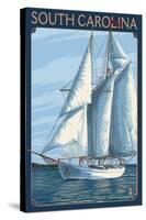 South Carolina Sailboat-Lantern Press-Stretched Canvas