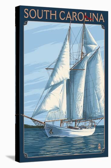 South Carolina Sailboat-Lantern Press-Stretched Canvas