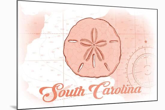 South Carolina - Sand Dollar - Coral - Coastal Icon-Lantern Press-Mounted Premium Giclee Print