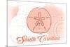 South Carolina - Sand Dollar - Coral - Coastal Icon-Lantern Press-Mounted Premium Giclee Print