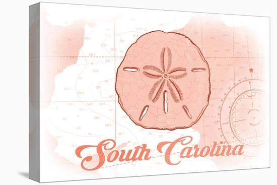 South Carolina - Sand Dollar - Coral - Coastal Icon-Lantern Press-Stretched Canvas