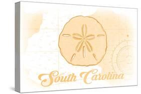 South Carolina - Sand Dollar - Yellow - Coastal Icon-Lantern Press-Stretched Canvas