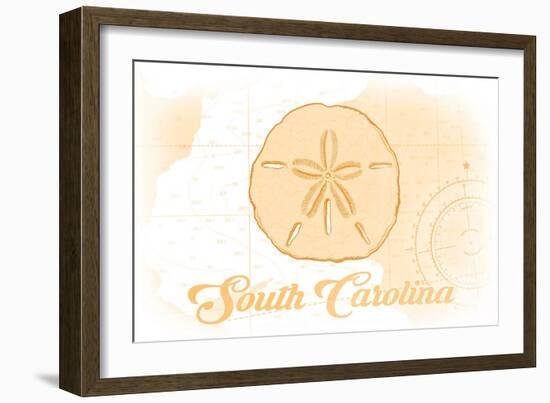 South Carolina - Sand Dollar - Yellow - Coastal Icon-Lantern Press-Framed Art Print