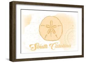 South Carolina - Sand Dollar - Yellow - Coastal Icon-Lantern Press-Framed Art Print