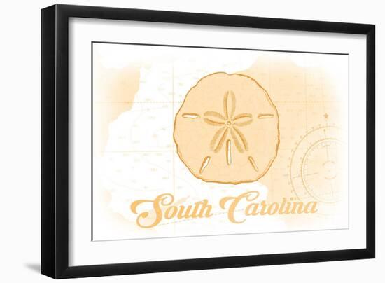 South Carolina - Sand Dollar - Yellow - Coastal Icon-Lantern Press-Framed Art Print