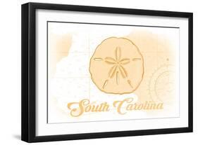 South Carolina - Sand Dollar - Yellow - Coastal Icon-Lantern Press-Framed Art Print