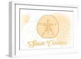 South Carolina - Sand Dollar - Yellow - Coastal Icon-Lantern Press-Framed Art Print