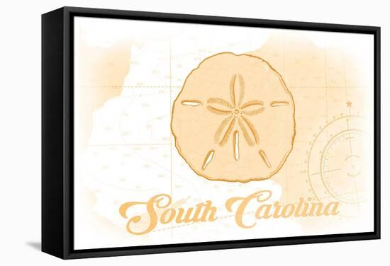 South Carolina - Sand Dollar - Yellow - Coastal Icon-Lantern Press-Framed Stretched Canvas