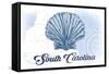 South Carolina - Scallop Shell - Blue- Coastal Icon-Lantern Press-Framed Stretched Canvas