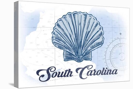 South Carolina - Scallop Shell - Blue- Coastal Icon-Lantern Press-Stretched Canvas