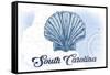 South Carolina - Scallop Shell - Blue- Coastal Icon-Lantern Press-Framed Stretched Canvas