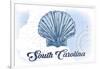 South Carolina - Scallop Shell - Blue- Coastal Icon-Lantern Press-Framed Art Print