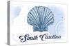 South Carolina - Scallop Shell - Blue- Coastal Icon-Lantern Press-Stretched Canvas