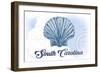 South Carolina - Scallop Shell - Blue- Coastal Icon-Lantern Press-Framed Art Print