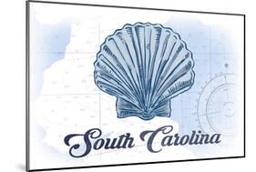 South Carolina - Scallop Shell - Blue- Coastal Icon-Lantern Press-Mounted Art Print