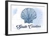 South Carolina - Scallop Shell - Blue- Coastal Icon-Lantern Press-Framed Art Print