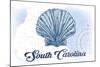 South Carolina - Scallop Shell - Blue- Coastal Icon-Lantern Press-Mounted Art Print