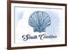 South Carolina - Scallop Shell - Blue- Coastal Icon-Lantern Press-Framed Art Print