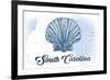 South Carolina - Scallop Shell - Blue- Coastal Icon-Lantern Press-Framed Art Print